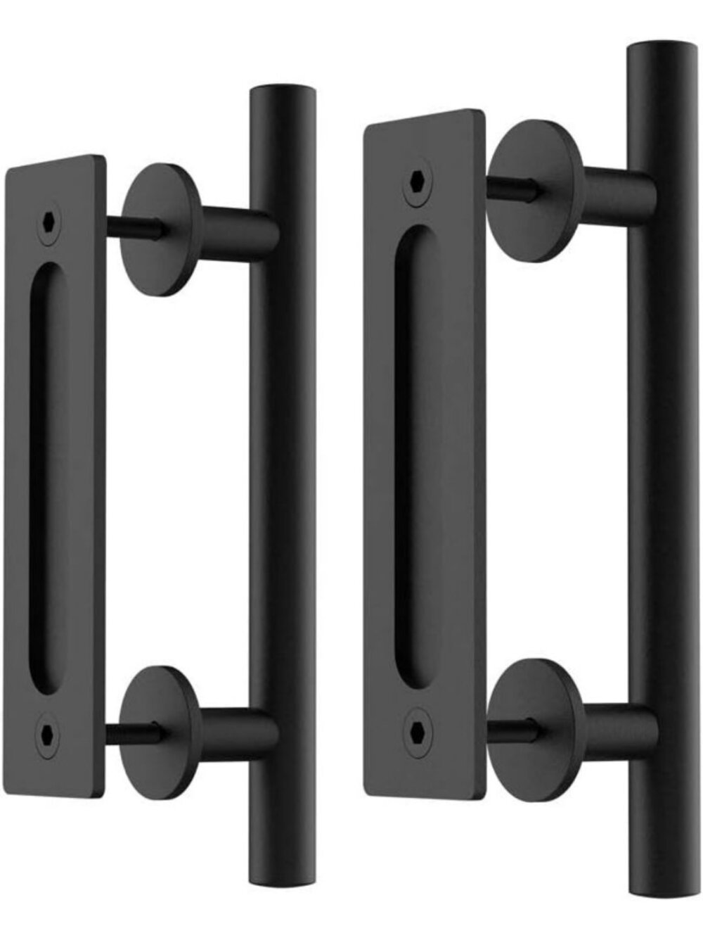 12" Black Sliding Barn Door Handles - Set of 2, Modern Rustic Home Decor